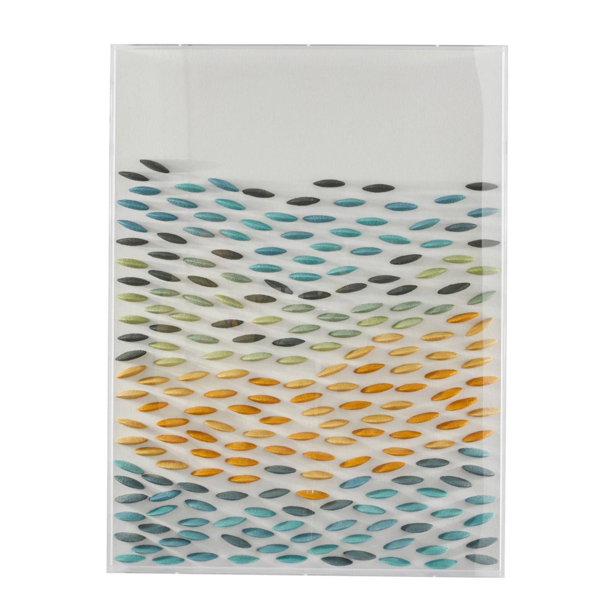 Blue Acrylic 3D Waves Geometric Shadow Box with Clear Frame 30" x 3" x 40"